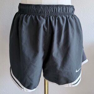 Nike Women's Black Athletic Shorts with White Trim and Swoosh